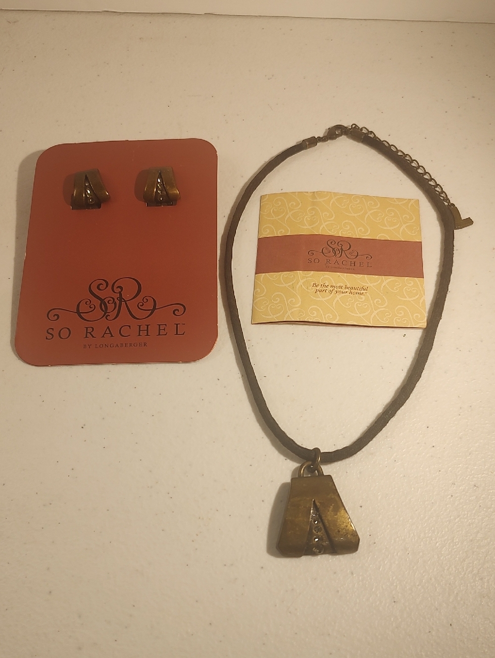 Longaberger So Rachel Earrings And Necklace Bronze Tone